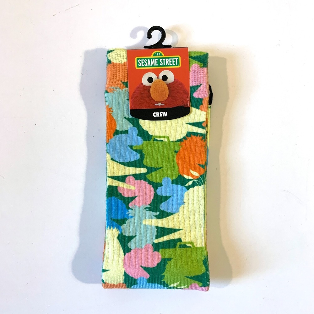 Sesame Street Workshop Muppet Silhouettes Crew Socks 1 pair Shoe Sz 10-13